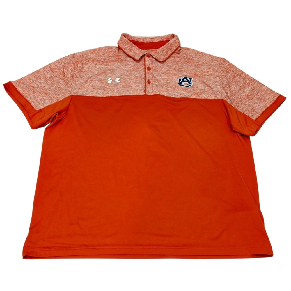 Under Armour Auburn Tigers HeatGear Polo Shirt Men's 2XL Orange Colorblock